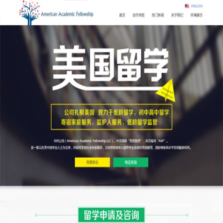 褐色美国留学咨询公司网站模板